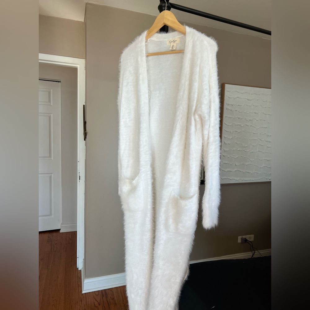 Long fuzzy cardigan, M